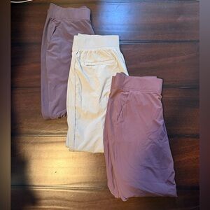 SET OF 3 athleta Brooklyn mid rise ankle pants size 6- Purple, Cream